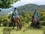 Sue and Linda riding in the Puelo Valley