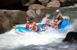 Sue Morkill tumbling down the rapids of the Pacuare river
