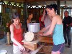 Sue and Nix try the local chocolate