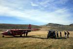 Carcass Island airstrip with FIGAS plane