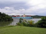 A container ship passes through the Canal.