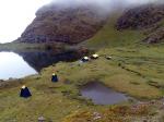 Lunch tents by Quelwacocha lake.